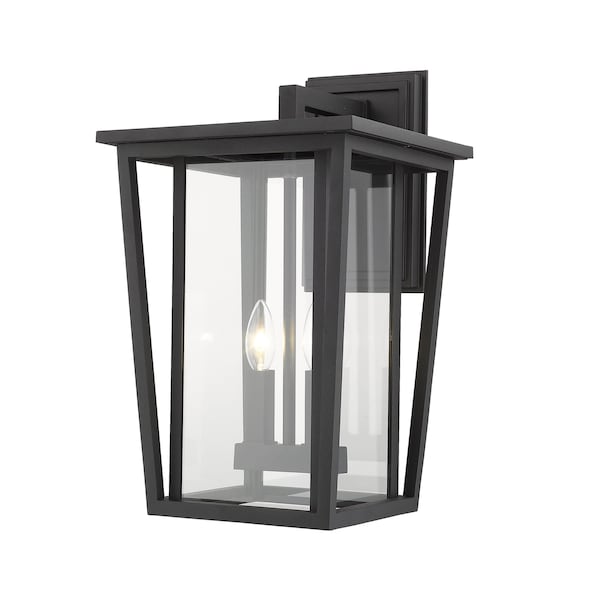 Z-Lite Seoul 2 Light Outdoor Wall Sconce, Black & Clear 571B-BK - main